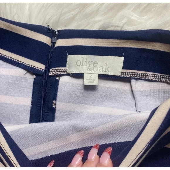 Navy & White Striped Skirt - Picture 2 of 4